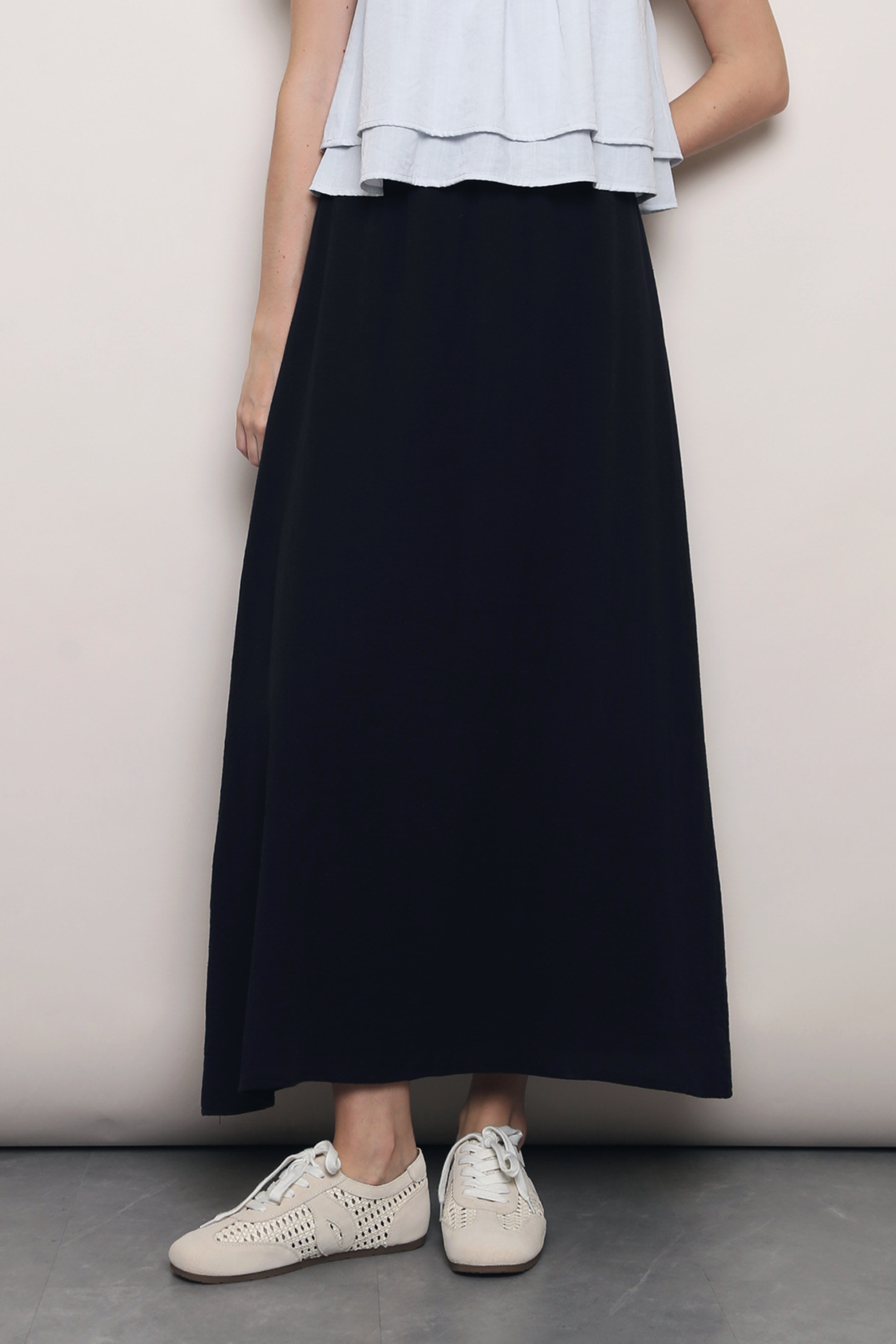 AM to PM Linen Midi Skirt Navy