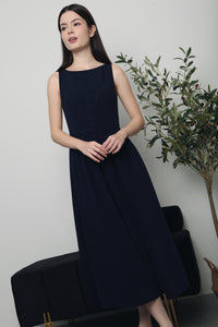 Honey V2 Boat Neck Midaxi Dress Navy