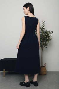 Honey V2 Boat Neck Midaxi Dress Navy