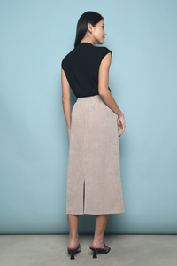 Chrisley Pleated Midi Skirt Taupe