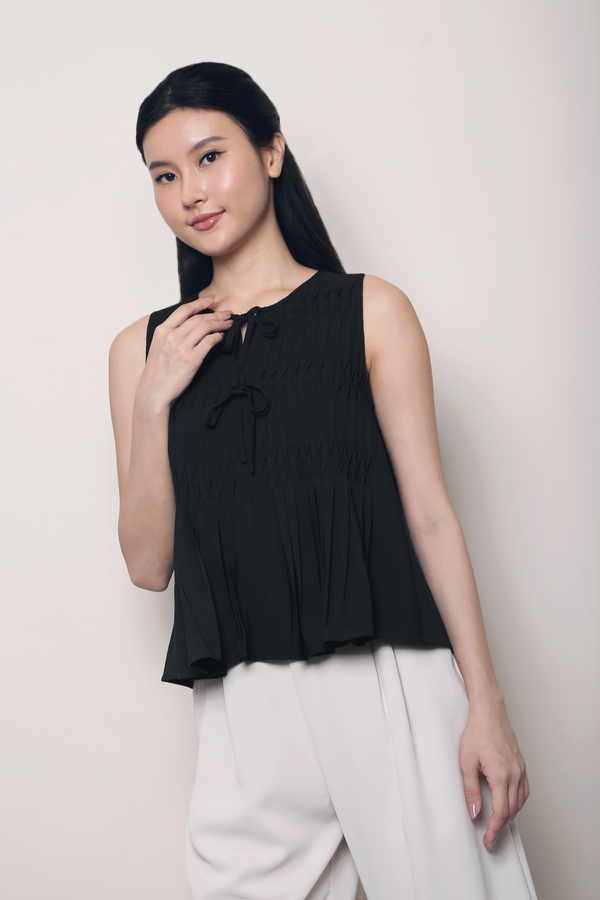 Claremont Pintuck Top Black