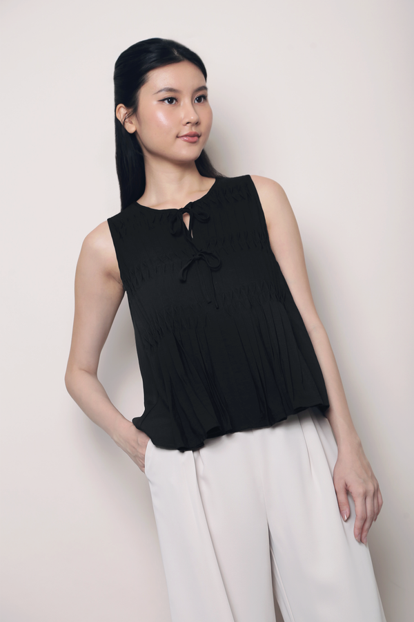Claremont Pintuck Top Black