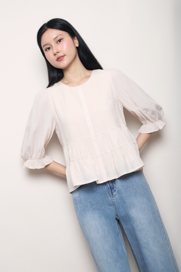 Meadowlark Tiered Babydoll Blouse Powder Pink