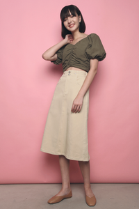 Claudine Column Midi Skirt Khaki