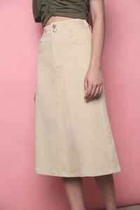 Claudine Column Midi Skirt Khaki