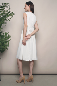 Clementine Pressed Pleat Midi Dress White