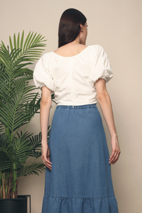 Clooney Ruche Cropped Blouse White
