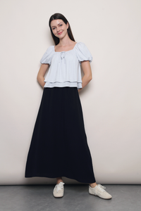 AM to PM Linen Midi Skirt Navy