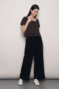 Cloud Line Puff Sleeves Top Mocha (Backorder)