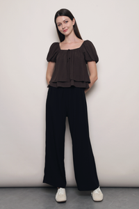 Cloud Line Puff Sleeves Top Mocha (Backorder)