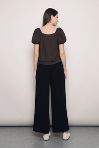 Cloud Line Puff Sleeves Top Mocha (Backorder)