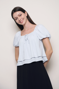 Cloud Line Puff Sleeves Top Soft Blue (Backorder)