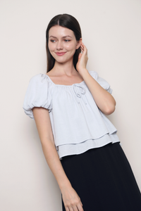 Cloud Line Puff Sleeves Top Soft Blue (Backorder)