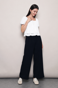 Cloud Line Puff Sleeves Top White