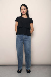 Colleen Lace Trim Blouse Black