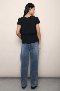 Colleen Lace Trim Blouse Black