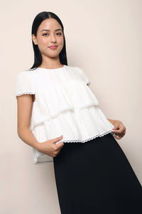 Colleen Lace Trim Blouse White
