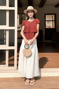 Colleen Lace Trim Blouse Burgundy