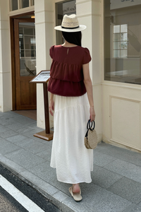 Colleen Lace Trim Blouse Burgundy
