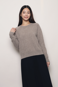 (Premium) Countryside Cable Knit Sweater Taupe (Backorder)