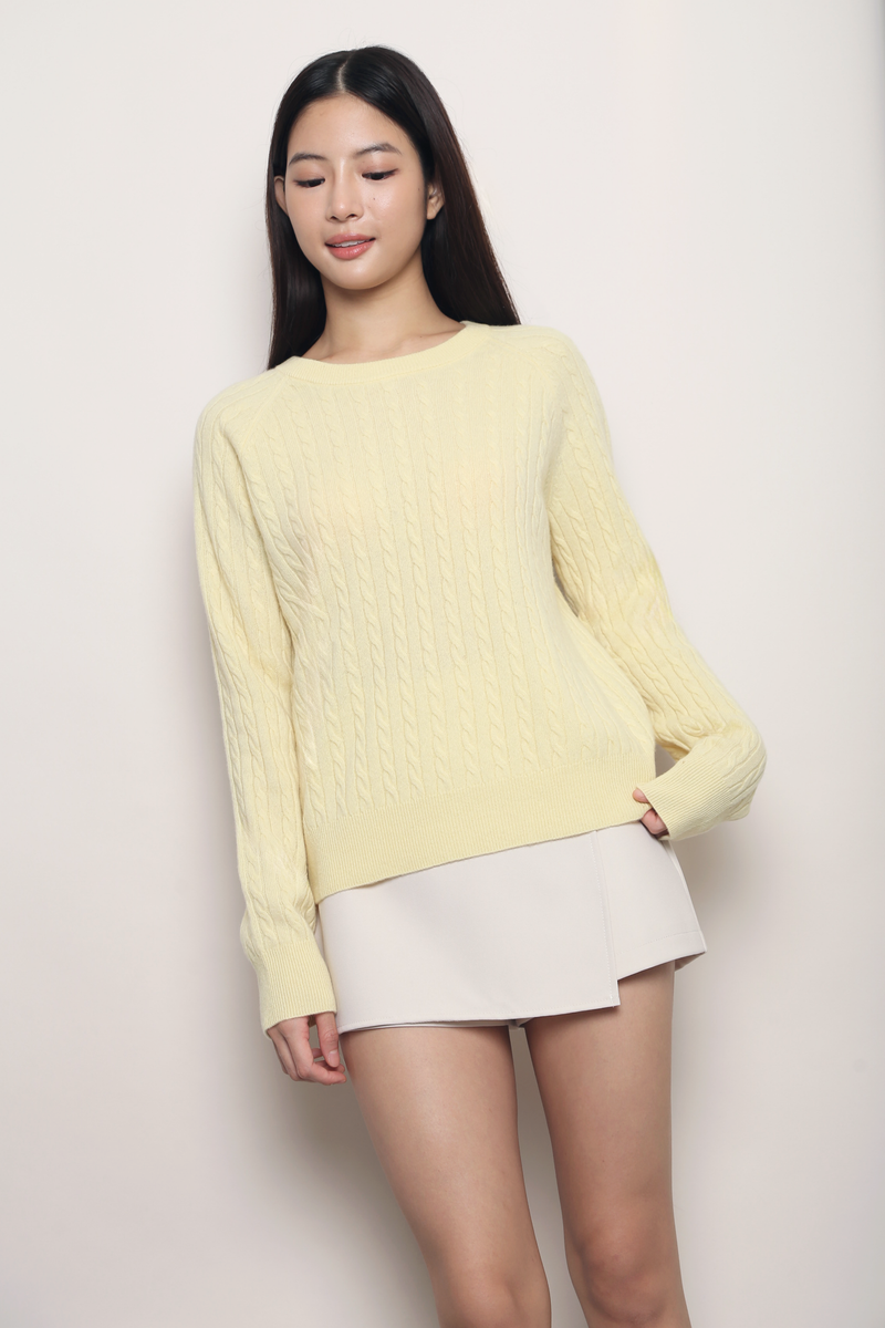 (Premium) Countryside Cable Knit Sweater Butter Yellow (Backorder)