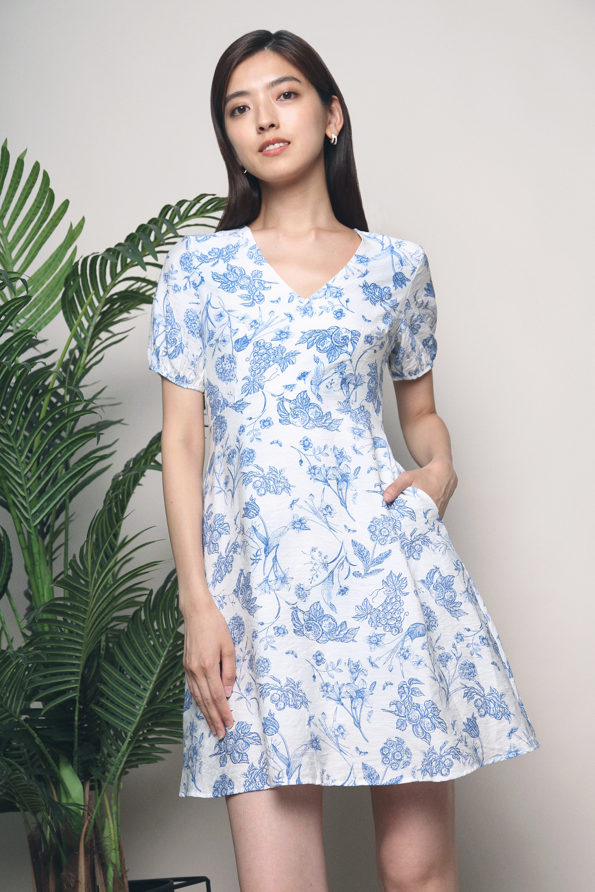 Cove Floral Skater Dress Blue