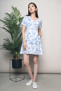 Cove Floral Skater Dress Blue
