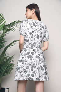 Cove Floral Skater Dress Black
