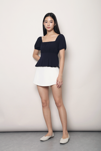 Cross My Heart Peplum Top Navy