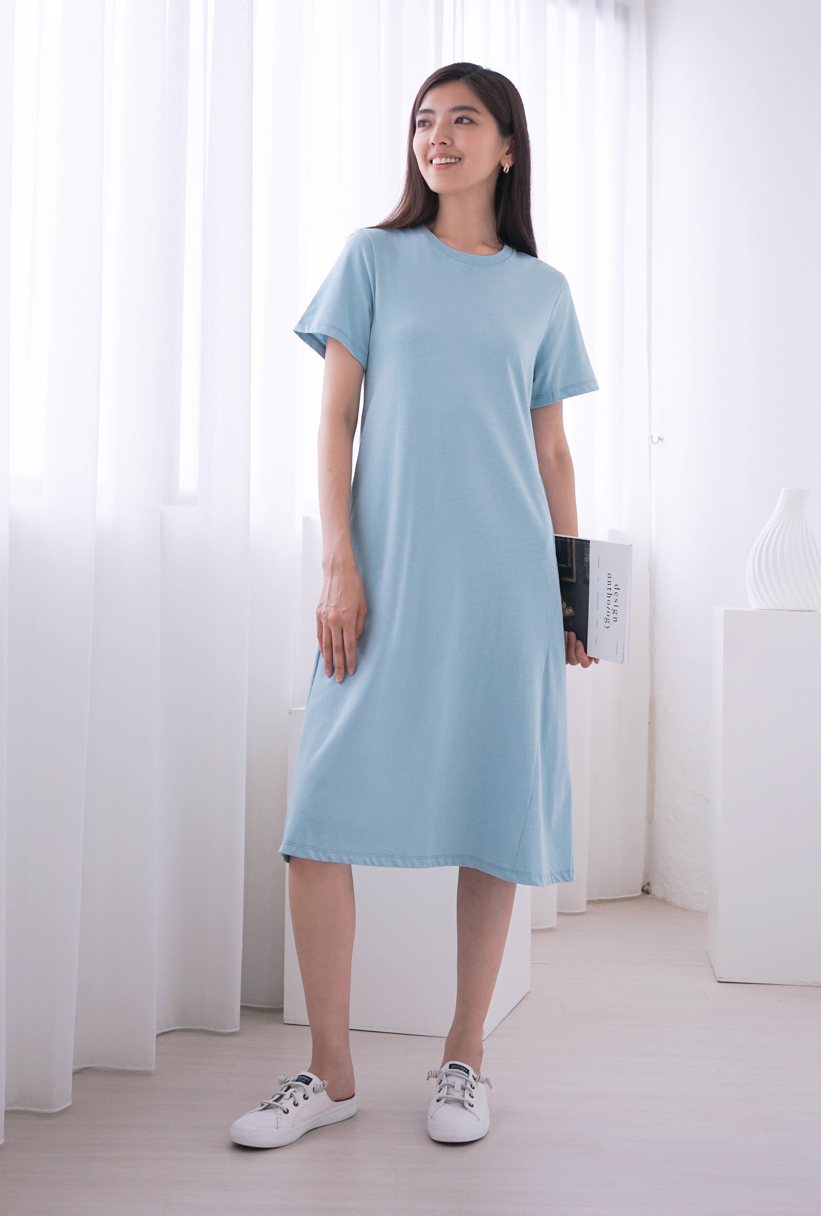 Tibury Flare Tee Maxi Dress Sky