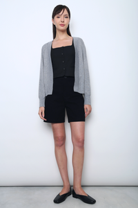 Daily Open Knit Cardigan Grey