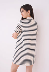 Paddington Stripe Polo Dress Cream (Restock)
