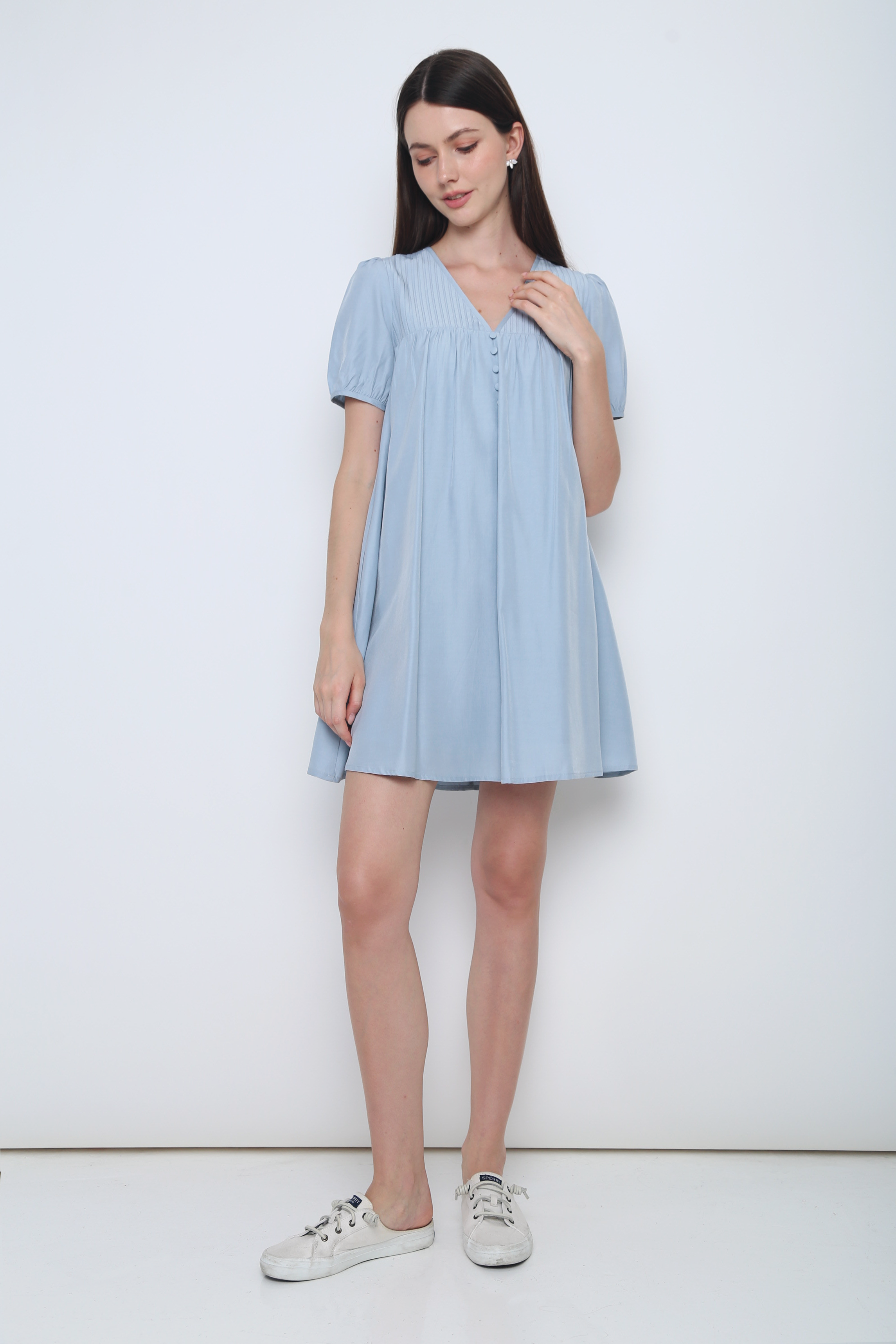 Dove Pleat Dress Sky