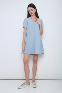 Dove Pleat Dress Sky