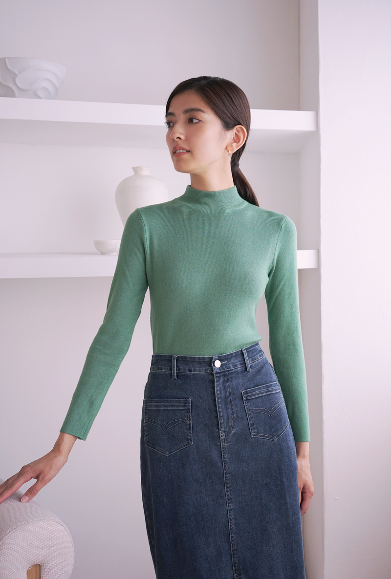 Luke Basic Knit Top Green