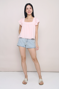 Dandy Flutter Sleeves Blouse Blush