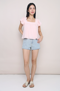 Dandy Flutter Sleeves Blouse Blush