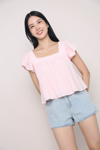 Dandy Flutter Sleeves Blouse Blush