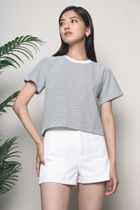Dennis Striped Cropped Tee White