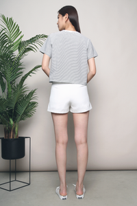 Dennis Striped Cropped Tee White
