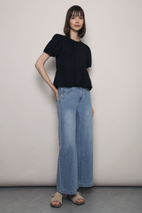 Dear Pleat Peplum Blouse Black