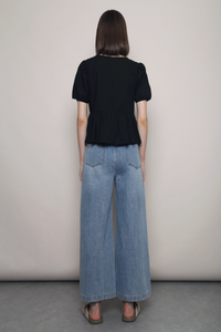 Dear Pleat Peplum Blouse Black