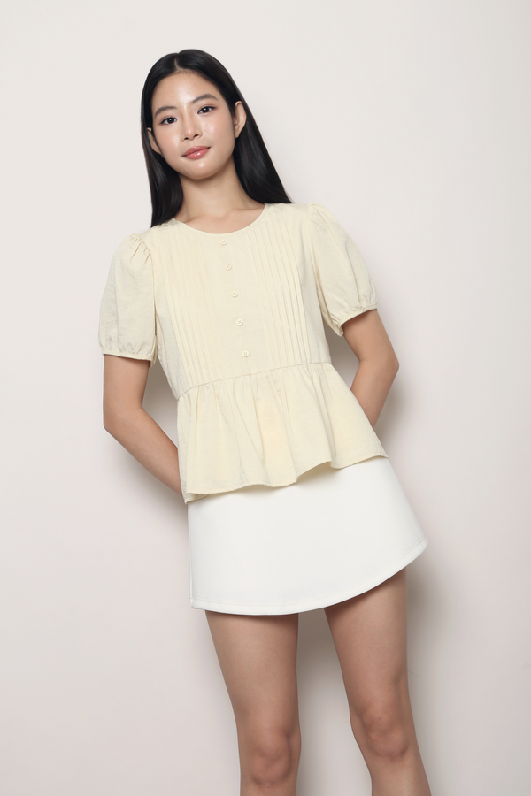 Dear Pleat Peplum Blouse Daffodil Yellow