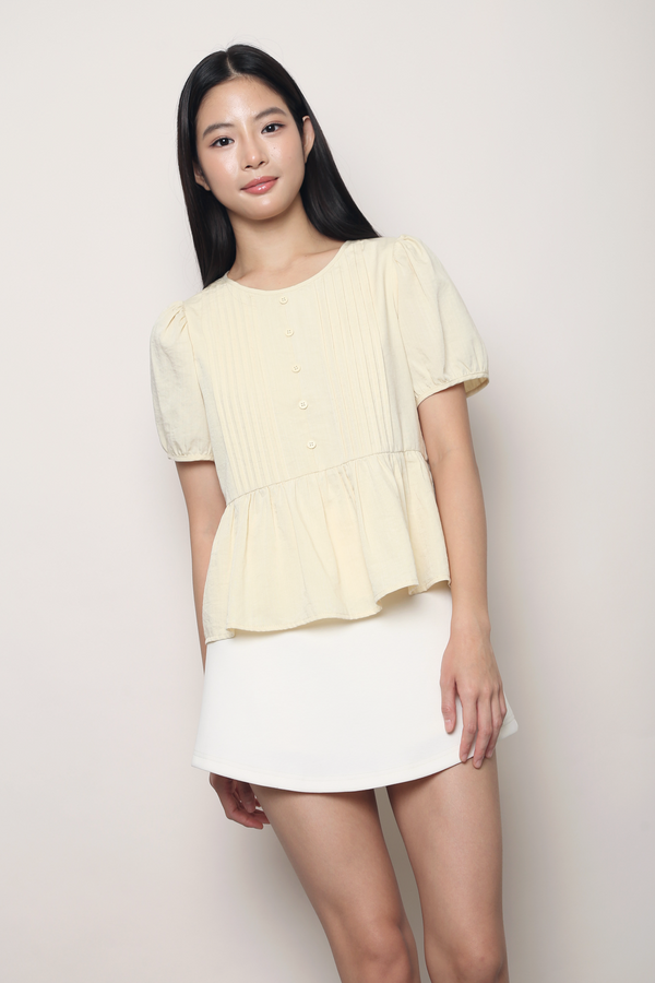 Dear Pleat Peplum Blouse Daffodil Yellow