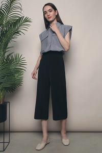 Delwin Stripe Sleeveless Shirt Navy