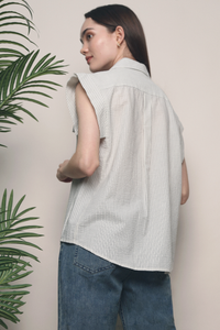 Delwin Stripe Sleeveless Shirt White