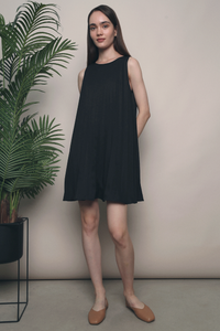 Destinee Pleat Babydoll Dress Black