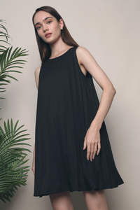 Destinee Pleat Babydoll Dress Black