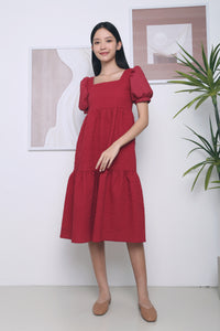 Diana Textured Midi Dress Red