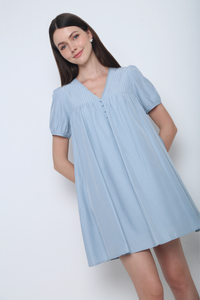 Dove Pleat Dress Sky